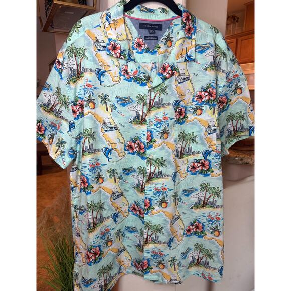 Tommy Hilfiger Men's Custom-Fit Florida South Beach Camp Shirt XXL - Picture 2 of 6